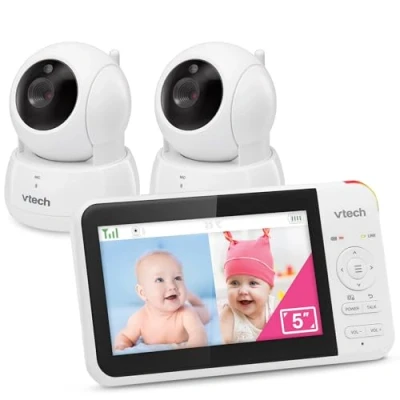 Imagen de VTech VM924 2 Monitor de Video para bebé con cámaras, panorámica e inclinación, Pantalla LCD 5 Pulgadas, hasta 17 Horas duración la batería, Zoom 1.33x, visión