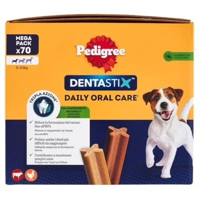 Imagen de Pedigree Dentastix Snack para higiene bucal, Perro pequeño, 5 10 kg, Paquete de 70 Varillas en Total