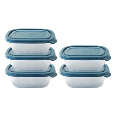 Imagen de Neez Juegos de Recipientes Alimentos (5 Cajas+5 Tapas) Pequeño Comida con Tapa Hermetico, Reutilizables, Congelador &amp; Apto para Microondas Sin BPA Plastico, 500ml
