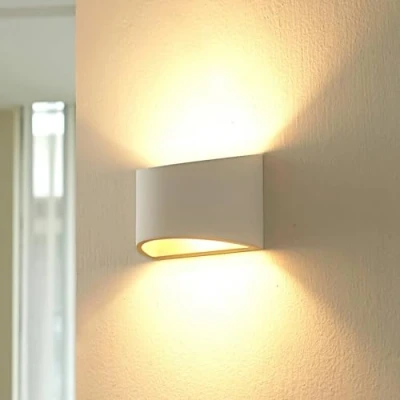 Imagen de Lámpara de pared &#039;Heiko&#039; (Moderno) en Blanco hecho Cerámica, Arcilla, Yeso e.o. para Salón &amp; Comedor (1 llama, G9) Lindby aplique