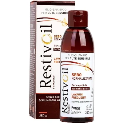 Imagen de Restivoil Fisiológico sebonormalizante aceite champú para piel sensible y cabello normal graso sin agentes espumantes ni agresivos, 250 ml