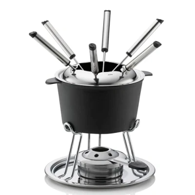 Imagen de Kela 16639 Set de Fondue, 11 Piezas, Hierro Fundido emailiert, Apta para inducción, 800 ml, Metal/comore, cromadas