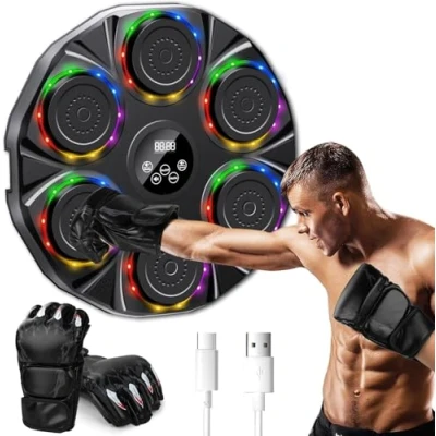 Imagen de semai Maquina de Boxeo Musical, Pared Musical LED, Compatible con Bluetooth, 9 Modos Velocidad Y Conteo, Adecuada para Adultos Niños, Ejercicio/Alivio del Estrés