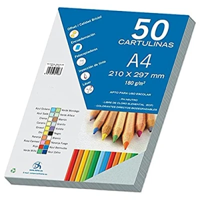 Imagen de Dohe Cartulinas A4 Azul Granito para Manualidades e Impresión (50 uds.) 21x29,7 cm 180 g/m² Material de oficina