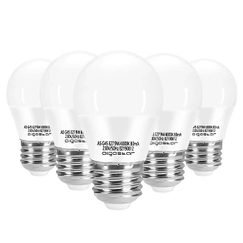 Imagen de Aigostar Bombilla LED E27 9W (Equivalente a 62W), Blanco Natural 4000K, 840 Lúmenes, CRI&gt; 80, Ahorro de Energía, No Regulable 5 Unidades