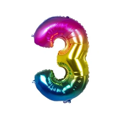 Imagen de Boland globo número, tamaño 86 cm, arco iris, globo, cumpleaños, aniversario, cumpleaños infantil, decoración, regalo