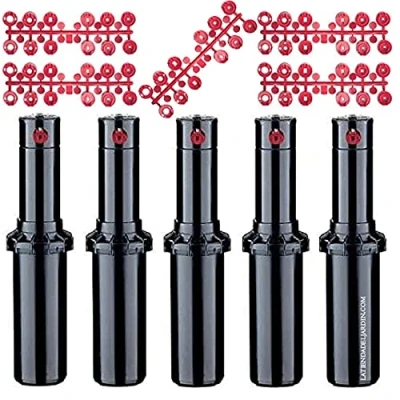 Imagen de Suinga Pack 5 Aspersor de riego Hunter PGP Adj. Alcance 6,4 a 15,8 Metros. Rosca 3/4&quot; Hembra, Negro