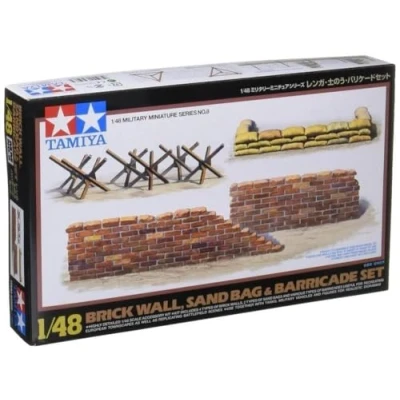 Imagen de Tamiya 32508 Accesorio para maquetas set de ladrillos, sacos y barricada, escala 1/48