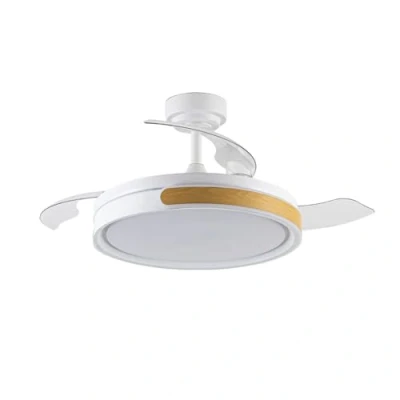 Imagen de wonderlamp Ventilador LED aspas plegables Nemi Blanco y detalle en Madera 72W con intensidad regulable CCT 3000 4000 6000K