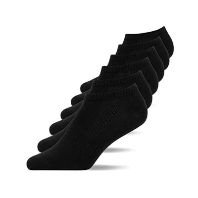 Imagen de Snocks 6 Pares de Calcetines Cortos Tobilleros Hombre y Mujer Algodón Orgánico Transpirable Deporte Antideslizantes Negro 35 38