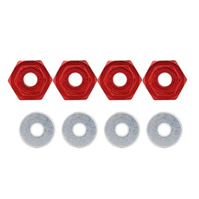 Imagen de Adaptador de Coche RC, 4PCS Mini Hexagonal Rueda RC 12 a 17 para HSP 1/10 Road Camión Vehículo Eléctrico(Rojo)