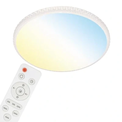 Imagen de BRILONER Leuchten Lámpara de techo LED con diseño estrella y cristales transparentes, blanco, 59,5 cm diámetro