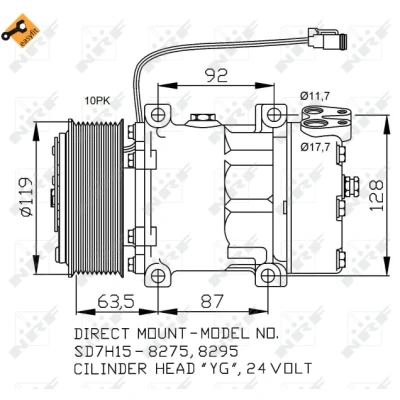 Imagen de NRF EASY FIT 32705 compresor de Aire Acondicionado SD7H15 24 PAG 46 con aceite PAG, junta anular