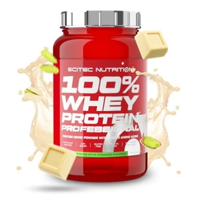 Imagen de Scitec Nutrition 100% Whey Protein Professional Mejorada con Aminoácidos Extra y Enzimas Digestivas Sin gluten aceite de palma, 920 g, Pistacho Chocolate blanco
