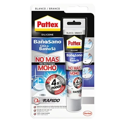 Imagen de Pattex Baño Sano No Más moho, silicona impermeable resistente al blanca duradera para cocina y baño, sanitaria juntas, 1 tubo x 50 ml