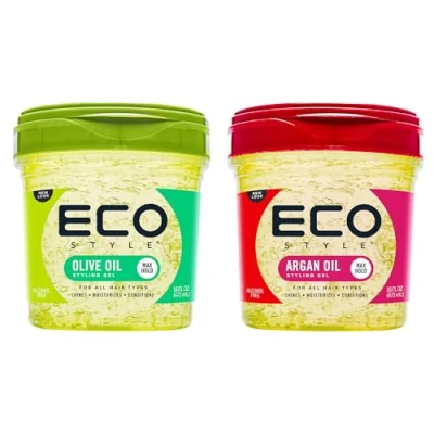 Imagen de Eco Style Juego de gel para peinar el cabello, 1 aceite oliva 473 ml y argán ml, moldeador ecológico, hidrata estiliza, sin alcohol