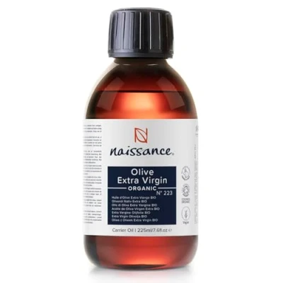 Imagen de Naissance Aceite Vegetal de Oliva Virgen Extra BIO (No. 223) 225ml Sin refinar, Prensado en Frío, Vegano el Cuidado la Piel y del Cabello, Base para Masajes, Rostro, Cuerpo, Cabello