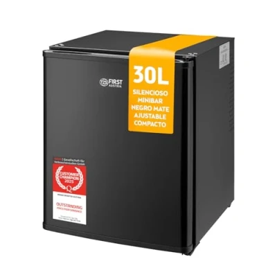 Imagen de TZS First Austria Mininevera sin congelador, nevera para bebidas, silenciosa, minibar, interruptor de puerta intercambiable, oficina y apartamentos pequeños, 30 L (neto 28 L)