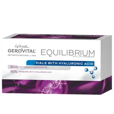 Imagen de Ampollas con Liposomas al 10% Ácido Hialurónico Serum Intensamente Hidratante y Alisante para Arrugas Líneas de expresión Producto Profesional Gerovital H3 Equilibrium, 20 x 2 ml