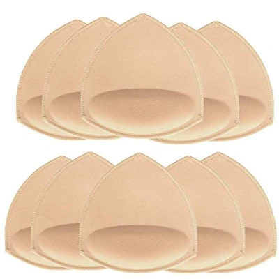 Imagen de SKENGWEL 5 pares de almohadillas triangulares para brasier mujer con inserciones extraíbles push up, deportivo, copas repuesto bikini, parte superior traje baño,