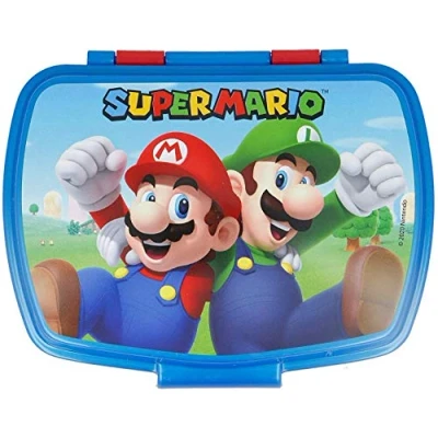 Imagen de ALMACENESADAN 2712; Sandwichera Rectangular Multicolor Super Mario; Producto de plástico Reutilizable; Libre BPA