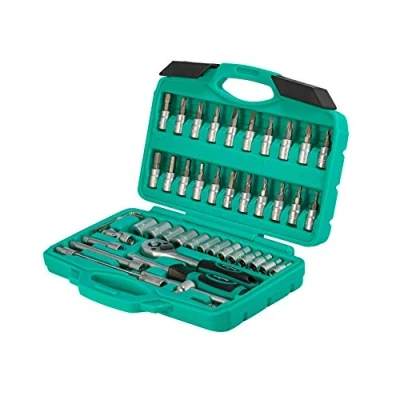 Imagen de WIESEMANN 1893 Juego de 46 vasos para llave carraca 1/4&quot; acero Q30 Maletín herramientas con carraca, adaptador, portapuntas Puntas PH y PZ 80089