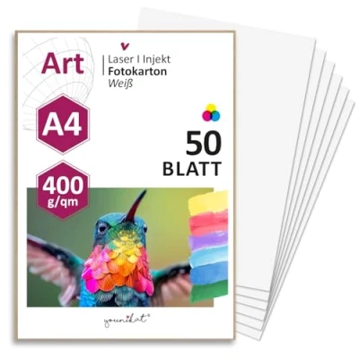 Imagen de Juego de 50 cajas cartón para manualidades en blanco, DIN A4, 400 g, manualidades, pintura y escritura, scrapbooking mucho más, color blanco I dv_1006