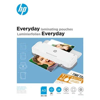 Imagen de HP Everyday 9152 Láminas para plastificar (25 unidades, tamaño A3, 80 micrones, brillantes), transparente
