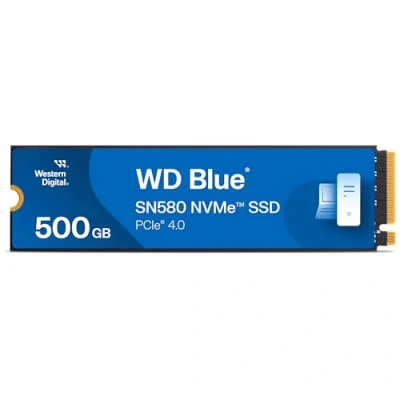 Imagen de WD Blue SN580 500GB, M.2 NVMe SSD, PCIe Gen4 x4, con hasta 4.000 MB/s de velocidad lectura.