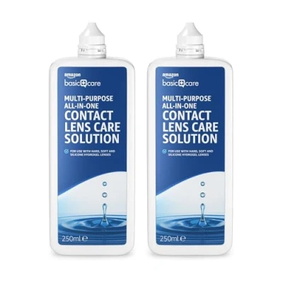 Imagen de Amazon Basic Care Solución para lentes de contacto todo en uno, 2 unidades 250 ml