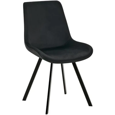 Imagen de CLP Silla de Comedor Lewes en Terciopelo I Cocina giratoria con Base Metal Butaca Moderna resplado, Color:Negro