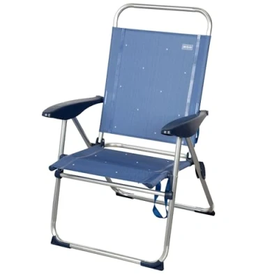 Imagen de AKTIVE Silla de Playa Plegable, 65x60x38/96 cm, Respaldo reclinable, Regulable 4 Posiciones, Estructura Aluminio, Tejido textileno, Antivuelco, Máx. 110 kg, Color Azul, Modelo La Palma (62415)