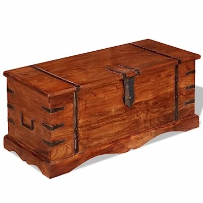 Imagen de vidaXL Baúl de Almacenamiento Madera Maciza con Acabado Miel Color Marrón