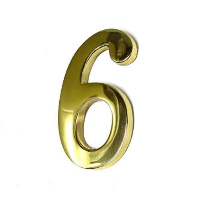 Imagen de NUMEROS 6 LATON PULIDO 10CM FIJACION INVISIBLE