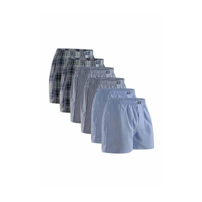 Imagen de DANISH ENDURANCE Calzoncillos para Hombre de Tela, Bóxers Algodón Orgánico 100%, Corte Americano, Cintura Elástica, 4 y 6 Pack Surtido Azul/Rayas 3XL