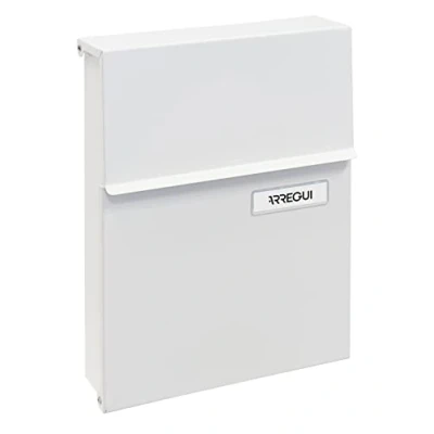 Imagen de ARREGUI Line E6801 Buzón Exterior de Acero Tamaño S (Correo DIN A5) Pared Pequeño Correo con Cerradura Tapada Antilluvia Moderno Fácil Instalar Blanco