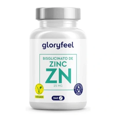 Imagen de Bisglicinato de Zinc 25mg 240 Tabletas (para 8 meses) Sistema inmunitario, piel y cabello elemental alta biodisponibilidad (Quelato Zinc) Probado en laboratorio sin aditivos