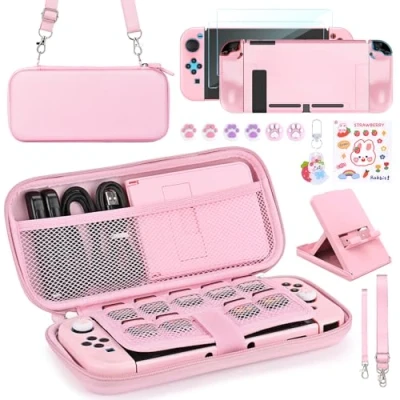 Imagen de Younik Paquete de Accesorios para Switch, 17 en 1 Kit Incluye Funda Transporte Soporte Ajustable, Protectora la Consola Switch y J con
