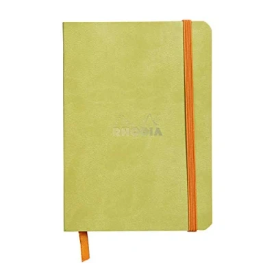 Imagen de RHODIA 117306C Carnet Souple Anis A6 Ligné 144 pages Papier Clairefontaine Ivoire 90 g/m² Marque Page, Fermeture Élastique Couverture Simili Cuir Collection Rhodiarama