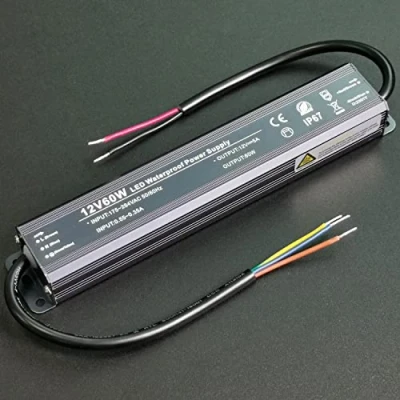 Imagen de Alinana 60W Transformador 220V a 12V, IP67 Resistente al Agua de 60W, para Lámparas y Tiras LED, Carteles, Cámara Web Aire Libre (0 5A)