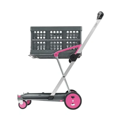 Imagen de CLAX® carro de mano, transporte, plataforma, carrito con ruedas, incluye caja plegable, color rosa