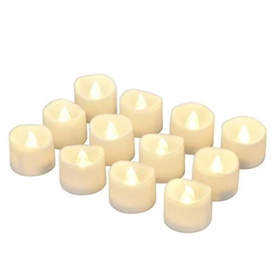 Imagen de eLander Luces LED de té sin llama velas con temporizador, modo automático: 6 horas encendido y 18 apagadas, 3,2 x 3,6 cm, 12 unidades, blanco cálido