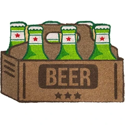 Imagen de Fisura Felpudo exterior “cerveza de coco con base antideslizante PVC. formas para entrada casa.Medidas: 70 cm x 40 1,5 cm. Verde