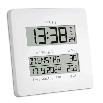Imagen de TFA Reloj Digital de Pared Blanco con termómetro