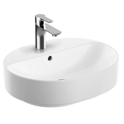 Imagen de Lavabo Geberit VariForm Countertop elíptico, 500x400mm, con agujero para grifo, rebosadero, Color: blanco