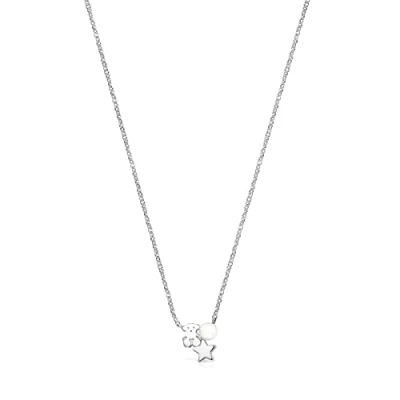 Imagen de TOUS Collar de Plata Primera Ley para Mujer con Motivos Osos y Estrella Perla 4mm, Largo 45 cm, Atemporal Elegante, Colección Nocturne