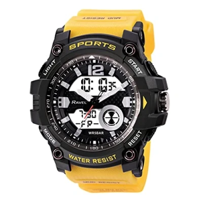 Imagen de Ravel Reloj de Cuarzo Ana Digi para Hombre con Resistencia al Agua 5ATM y Luz RDT.2F Amarillo