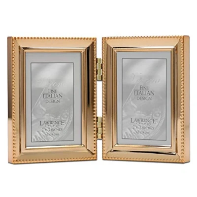 Imagen de Lawrence Frames Marco de fotos, metal, dorado, 2.5 x 3.5 pulgadas, doble