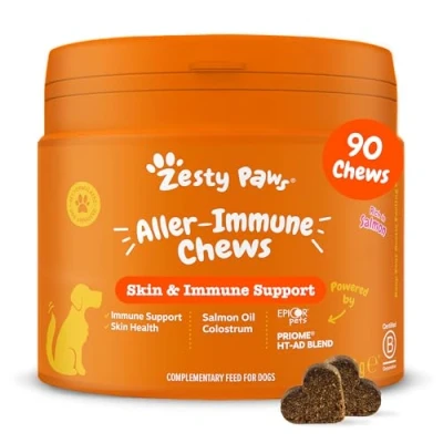 Imagen de Zesty Paws suplemento de alergia e inmunidad para Perros Alivio la picazón con antihistamínico Rico en Aceite salmón, Omega 3 y ácidos grasos 90 Piezas