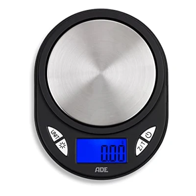 Imagen de ADE Báscula digital de bolsillo TE1700 Fred portátil y profesional con precisión 0,01 g hasta 10 kg. Display LCD, plata negro